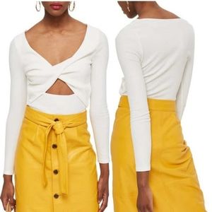 NWT Topshop rib crop top in Ivory white